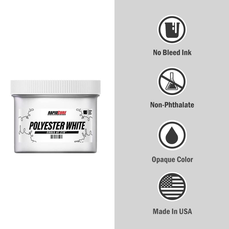 Screen Print Direct حبر الطباعة بالشاشة Rapid CureÂ® بوليستر أبيض (8 أونصة) - حبر بلاستيسول للطباعة بالشاشة، طلاء قماش سريع التجفيف - طباعة الشاشة مباشرةÂ®، صنع في الولايات المتحدة - Image 3